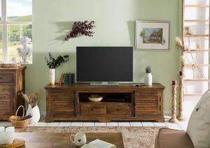 RODEZ TV doska mango 200x45x60 tmavo hnedá olejovaná