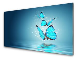 Sklenený obklad Do kuchyne Motýle voda umenie 125x50 cm