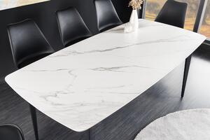 Jedálenský Stôl MILANO 160cm Keramický Biely Mramor