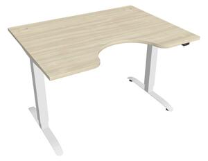 Elektricky výškovo nastaviteľný stôl Hobis Motion Ergo - 2 segmentový, štandardný ovládač Šírka: 180 cm, Farba dosky: buk, Farba kovu: biela RAL 9016