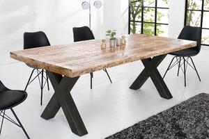 Jedálenský stôl IRON CRAFT 200cm X-nohy mangové drevo prírodné