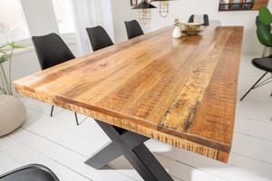 Jedálenský stôl IRON CRAFT 240cm X-nohy mangové drevo prírodné