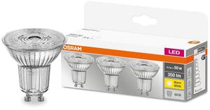 3 ks Žiarovka OSRAM® BASIC LED GU10 50 (ean8392) 36° 4,3W/840 4000K MULTIPACK bal. 3 ks, sklo, Star