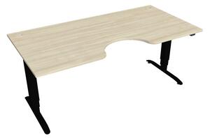 Elektricky výškovo nastaviteľný stôl Hobis Motion Ergo - 3 segmentový, štandardný ovládač Šírka: 120 cm, Farba dosky: agát, Farba kovu: čierna RAL 9005