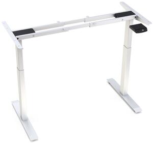 Elektricky výškovo nastaviteľný stôl Hi5 - 2 segmentový, pamäťový ovládač - biela konštrukcia, biela doska
