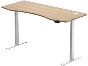 Elektricky výškovo nastaviteľný stôl Hi5 - 2 segmentový, pamäťový ovládač - biela konštrukcia, dub doska