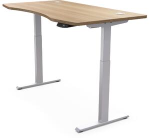 Elektricky výškovo nastaviteľný stôl Hi5 - 2 segmentový, pamäťový ovládač - biela konštrukcia, dub doska