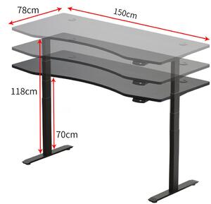 Elektricky výškovo nastaviteľný stôl Hi5 - 2 segmentový, pamäťový ovládač - čierna konštrukcia, orech doska