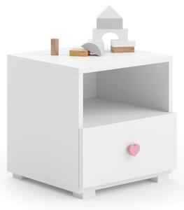 Detský nočný stolík INES, 40x40,5x37, biela/ružová