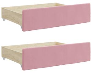 Posteľné zásuvky 2 ks ružové kompozitné drevo a zamat