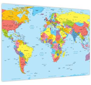 Sklenený obraz - Mapa sveta (70x50 cm)