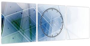 Obraz - Geometrické útvary (s hodinami) (90x30 cm)