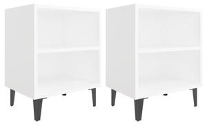 Nočné stolíky s kovovými nohami 2 ks, biele 40x30x50 cm