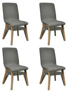 Jedálenské stoličky 4 ks, svetlosivé, látka a dubový masív