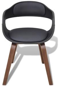 Jedálenské stoličky 2 ks čierne ohýbané drevo a umelá koža