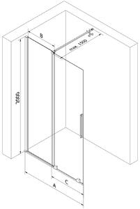 Mexen Velar, posuvné dvere do otvoru typ Walk-In 150 cm, 8mm číre sklo, biela, 871-150-000-03-20