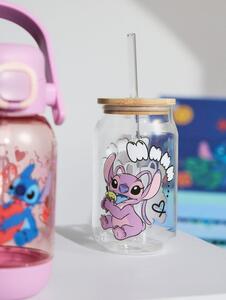 Sinsay - Sklenený hrnček s viečkom a slamkou Lilo & Stitch - viacfarebná