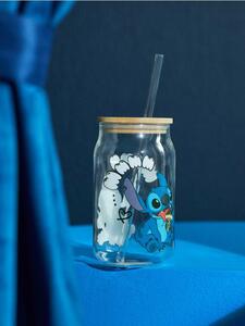 Sinsay - Sklenený hrnček s viečkom a slamkou Stitch - viacfarebná