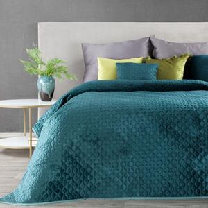 Vzorovaný jednofarebný prehoz na posteľ tyrkysovej farby Tyrkysová
