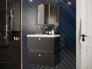 Kúpeľňový nábytok Syliko VI, Sifón: bez sifónu, Umývadlo: nie, Farby: biela/biela + čierna Mirjan24 5903211250552