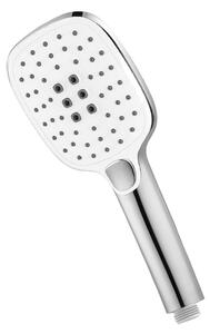 Mereo Sprchový set s tyčou hranatý, biela hlavová sprcha a trojpolohová ručná sprcha Variant: Sprchový set s tyčí, hadicí, ruční a talíř. hranatou sp…