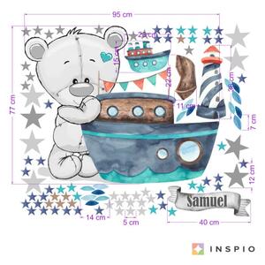 INSPIO-textilná prelepiteľná nálepka - Nálepky na stenu pre chlapcov - Maco námorník
