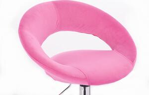 LuxuryForm Barová stolička NAPOLI VELUR na čiernom tanieri - ružová