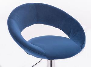 LuxuryForm Barová stolička NAPOLI VELUR na striebornom tanieri - modrá