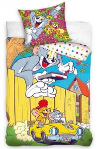 Carbotex Bavlnené obliečky 140x200 + 70x90 cm - Tom a Jerry V žltom kabriolete