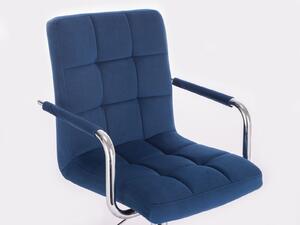 LuxuryForm Barová stolička VERONA VELUR na čierne základni - modrá