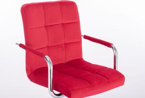 LuxuryForm Barová stolička VERONA VELUR na striebornom tanieri - červená