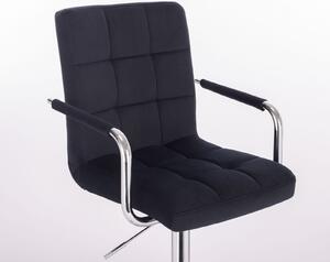 LuxuryForm Barová stolička VERONA VELUR na čierne základni - čierna