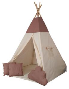 Detský stan Tipi kávový / ružový