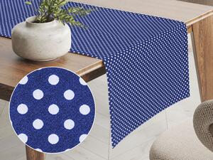 Biante Bavlnený behúň na stôl Sandra SA-338 Biele bodky na modrom 20x120 cm