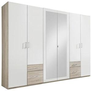 BIELA SKRIŇA SO ZRKADLOM, biela, farba duba, 270/210/58 cm MID.YOU - Online Only zostavy, Online Only