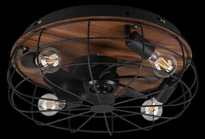 Trio R61105032 stropný ventilátor s osvetlením Trondheim 4x10W | E27 - diaľkové ovládanie, časovač, 3 rýchlosti, drevo, čierna