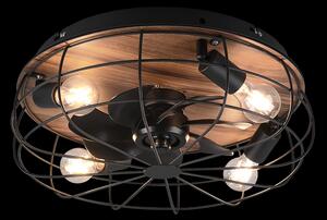 Trio R61105032 stropný ventilátor s osvetlením Trondheim 4x10W | E27 - diaľkové ovládanie, časovač, 3 rýchlosti, drevo, čierna