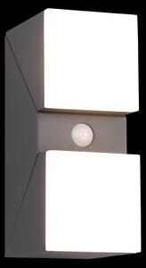 Trio 270669242 LED vonkajšie nástenné svietidlo s pohybovým čidlom Avon 2x6W | 1600lm | 3000K | IP54 - nastaviteľné, orientačné svietidlo, antracit