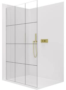 CERANO - Sprchová zástena Walk-in Crystal Ľ/P - 8 mm - bezvzperový systém - zlatá, industriálne sklo - 90x200 cm