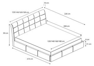 Čalúnená posteľ ADLO rozmer 180x200 cm Tmavosivá