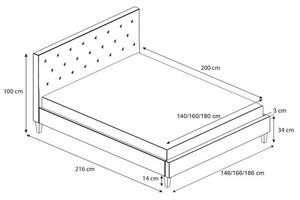 Čalúnená posteľ ŠIMON sivá rozmer 160x200 cm