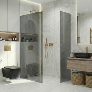 CERANO - Sprchová zástena Walk-in Crystal TL/P - 8 mm - bezvzperový systém - zlatá, grafitové sklo - 160x130x200 cm