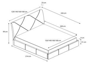 Čalúnená posteľ KARO rozmer 180x200 cm Sivá