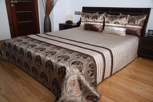 Luxusný prehoz na posteľ béžový s hnedým vzorom Šírka: 170 cm | Dĺžka: 210 cm