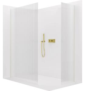 CERANO - Sprchová zástena Walk-in Crystal TL/P - 8 mm - bezvzperový systém - zlatá, ryhované sklo - 50x50x200 cm
