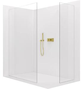 CERANO - Sprchová zástena Walk-in Crystal TL/P - 8 mm - bezvzperový systém - zlatá, transparentné sklo- 150x130x200 cm