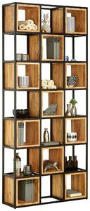 REGÁL, čierna, farba akácie, železo, akácia, 78/180/24 cm Ambia Home - Regály