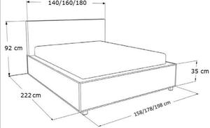 Moderná čalúnená posteľ LONG - Drevený rám, 120x200