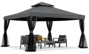 Antracitový záhradný pavilón s moskytiérou Valencia 4x4 m Garden Point