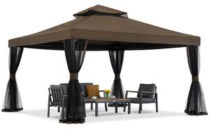 Hnedý záhradný pavilón s moskytiérou Valencia 4x4m Garden Point